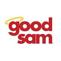 Logo of Good Sam, featuring the text "good sam" in bold red lowercase letters, with a stylized yellow halo over the "g" in "good." Voted 2021 Best of the Best. The background is white.